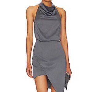 Elliatt Camo Asymmetric Satin Cocktail Dress NWT